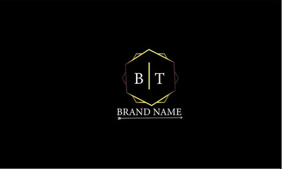 BT is a luxury logo with a classic golden color and attractive design with black background.