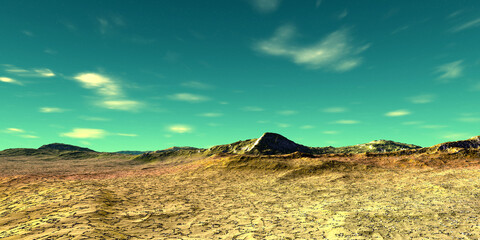 Alien Planet. Mountain. 3D rendering