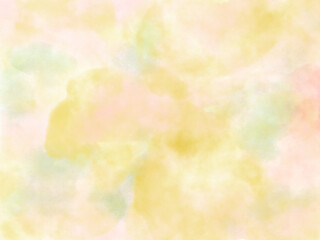 黄色、ピンク、緑、のカラフルな壁紙、暖かいイメージの水彩画の背景