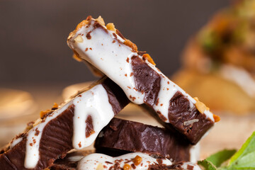 chocolate cake with white and dark chocolate