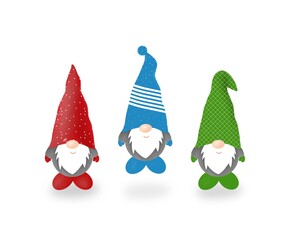 Christmas gnomes isolated on white background. New year holiday concept hand drawn