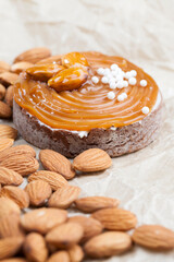 dessert made of dough and dairy products in caramel