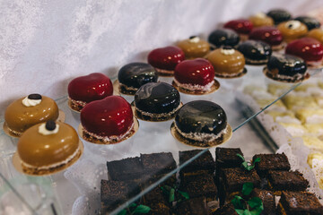 candies, glazed donuts, sweets cake
