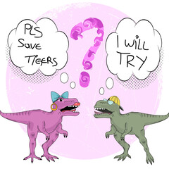 Dinosaurs strip isolated on white background. Trendy typography for web site, label, poster, placard and wallpaper. Useful for t shirt, cover and banner. Creative art concept, vector illustration