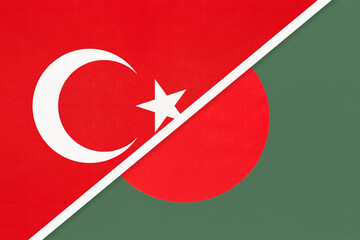 Turkey and Bangladesh, symbol of country. Turkish vs Bangladeshi national flag © nikol85