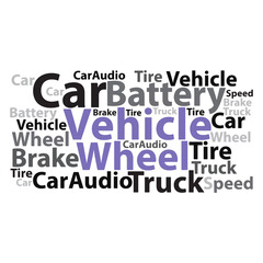 Text cloud. Car wordcloud. Tag concept. Vector illustration.