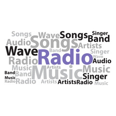 Text cloud. Music wordcloud. Tag concept. Vector illustration.