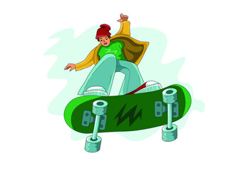 Skater stunt. Frog eye view.