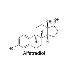 Alfatradiol molecular structure, flat skeletal chemical formula. 5ARi drug used to treat Male pattern hair loss. Vector illustration.