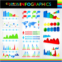 Obraz premium Colorful infographics set and vector universal icons.