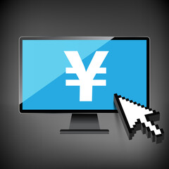 Fototapeta premium High-quality computer display, monitor screen with the Yen symbol. Economy concept.