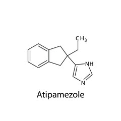 Atipamezole molecular structure, flat skeletal chemical formula. Alpha blocker drug used to treat Amitraz toxicosis. Vector illustration.