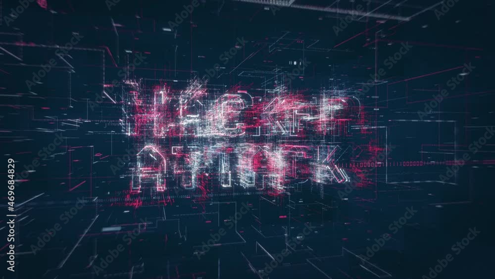 Aufkleber Hacker Attack title key word build up animation on a binary code digital network background