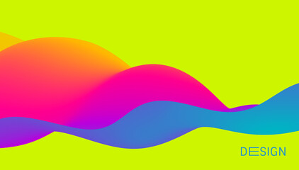3D abstract wavy background with modern gradient colors. Motion sound wave. Vector illustration for banner, flyer, brochure, booklet, presentation or websites design.