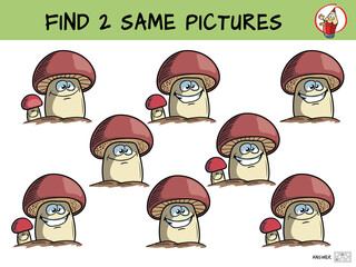 Mushrooms. Find two same pictures