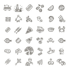 Fast food vector outline icons set. Cooking. vector collection