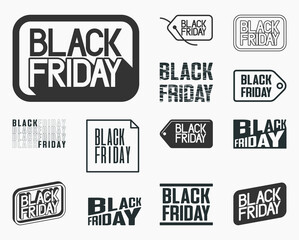Black Friday. Set of assorted logos for black friday promotion. solid color. can be edited. eps10