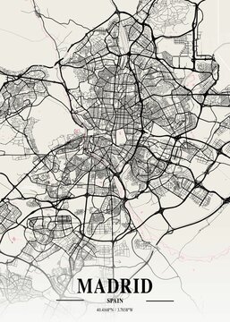 Madrid - Spain Neapolitan City Map