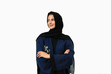 Beautiful Arab Middle Eastern woman on Abaya and Hijab ideal for modern business concept