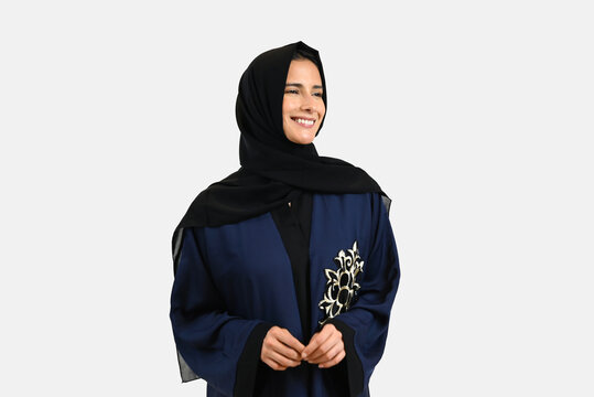 Beautiful Arab Middle Eastern woman on Abaya and Hijab ideal for modern business concept