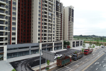Fototapeta premium Aerial view of multistory apartment in China
