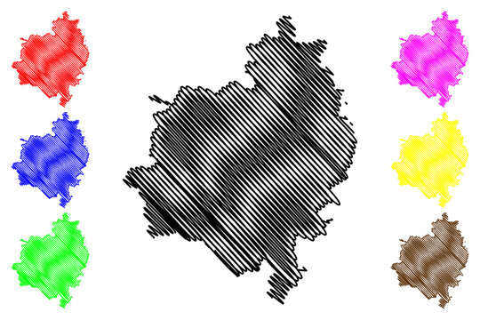 Bathinda district (Punjab State, Republic of India) map vector illustration, scribble sketch Bathinda map..