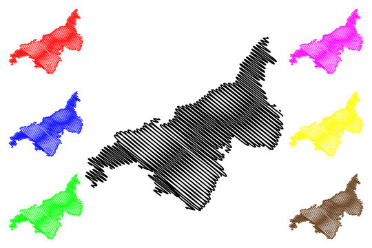 Bellary district (Karnataka State, Republic of India, Gulbarga Division) map vector illustration, scribble sketch Ballari map
