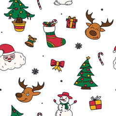 new year drawings icons, set of festive graphics. Christmas design elements.