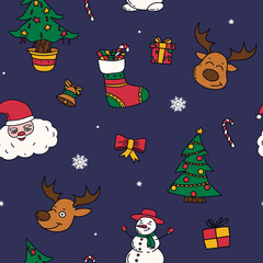 Fototapeta premium new year drawings icons, set of festive graphics. Christmas design elements.