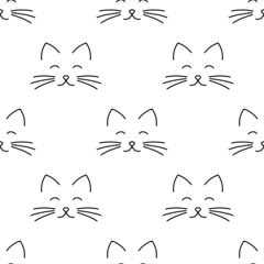 Cat face drawing seamless pattern. - 469695000
