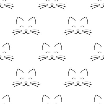 Cat face drawing seamless pattern.