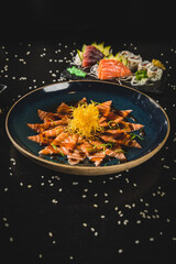 Perfect Sushi Japanese Asian Seafood Food Dish Drink Cocktail Dessert Menu Gourmet Restaurant Chef on Dark Background