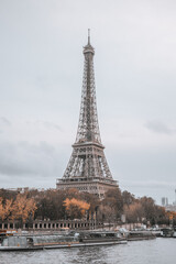 Autumn Eiffel Tower in Paris, near the River Seine