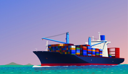 cargo ship in the sea © Pop