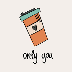 St.Valentine's day vector illustration in boho colours. Hand drawn elements with hearts and lettering. For posters, cards, invitations.