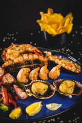 Perfect Sushi Japanese Asian Seafood Food Dish Drink Cocktail Menu Gourmet Restaurant Chef on Dark Background