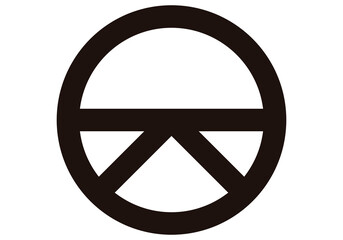 Icono negro de volante en fondo blanco.