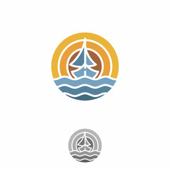 Colorful design sailing ship logo for element design