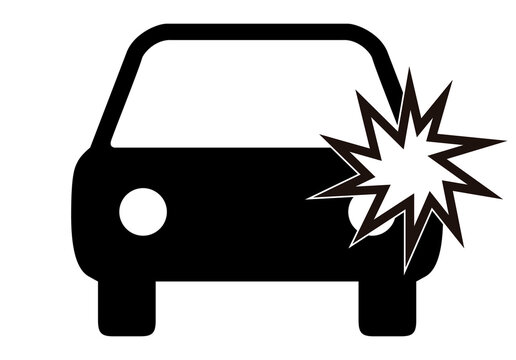 Icono negro de un coche sufriendo un accidente.
