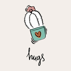 St.Valentine's day vector illustration in boho colours. Hand drawn elements with hearts and lettering. For posters, cards, invitations.