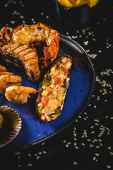 Perfect Sushi Japanese Asian Seafood Food Dish Drink Cocktail Dessert Menu Gourmet Restaurant Chef on Dark Background