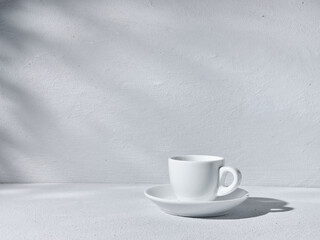Coffee cup on gray table