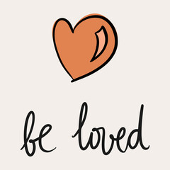 St.Valentine's day vector illustration in boho colours. Hand drawn elements with hearts and lettering. For posters, cards, invitations.