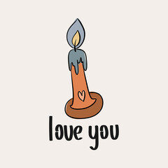 St.Valentine's day vector illustration in boho colours. Hand drawn elements with hearts and lettering. For posters, cards, invitations.