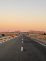 sunset on the highway