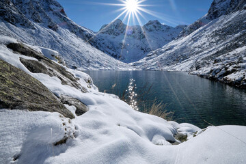 Lake in the chasm of the Pyrenees