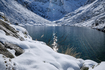 Lake in the chasm of the Pyrenees