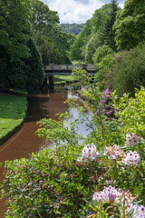 The river Wye and the Pavilion Gardens, Buxton, Derbyshire, UK