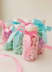 Fototapeta na wymiar Colored meringues in a gift box.