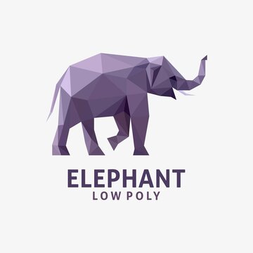 Elephant low poly logo design 